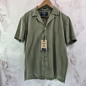 Chubbies Shirt Mens Green Button Up Sleeve Sunday Loop Collar Jacquard